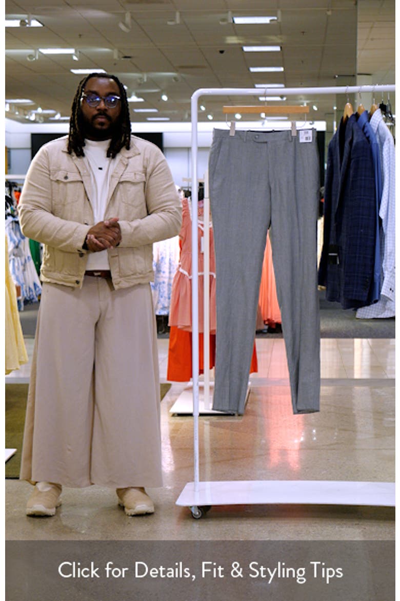 Harker Grey Mélange Flat Front Wool & Linen Dress Pants video