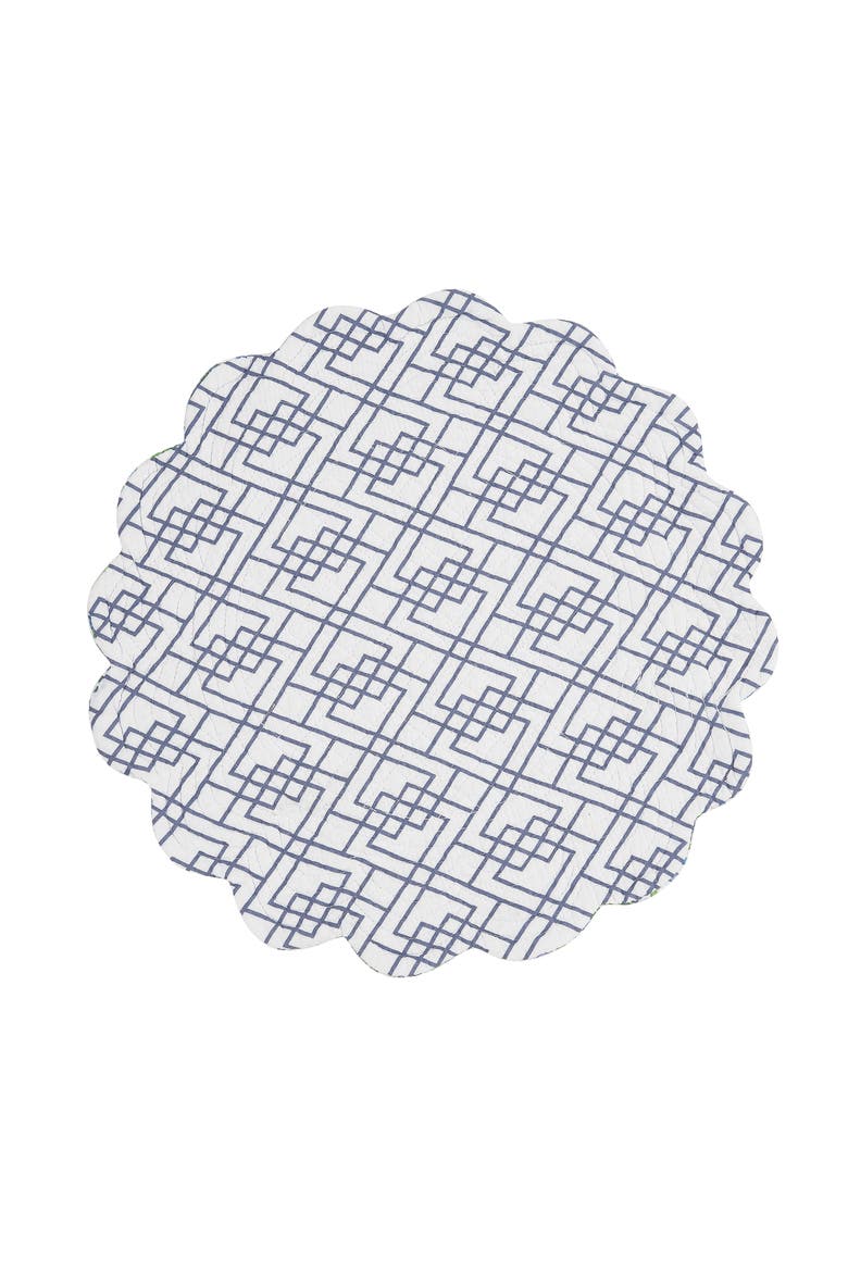 Juliet Round Quilted Reversible Bright Paisley Placemats, Set of 6, 17", Alternate, color, Blue