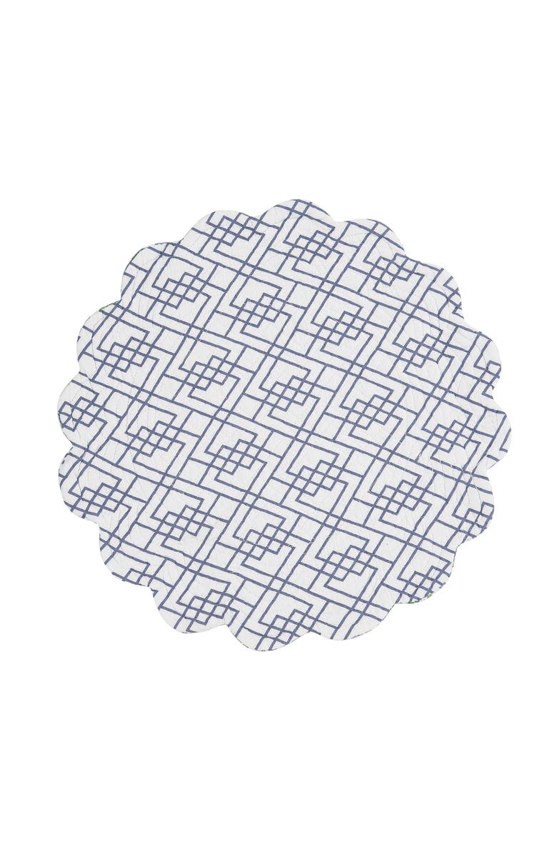 C&F Home Juliet Round Quilted Reversible Bright Paisley Placemats, Set of 6, 17", Alternate, color, Blue