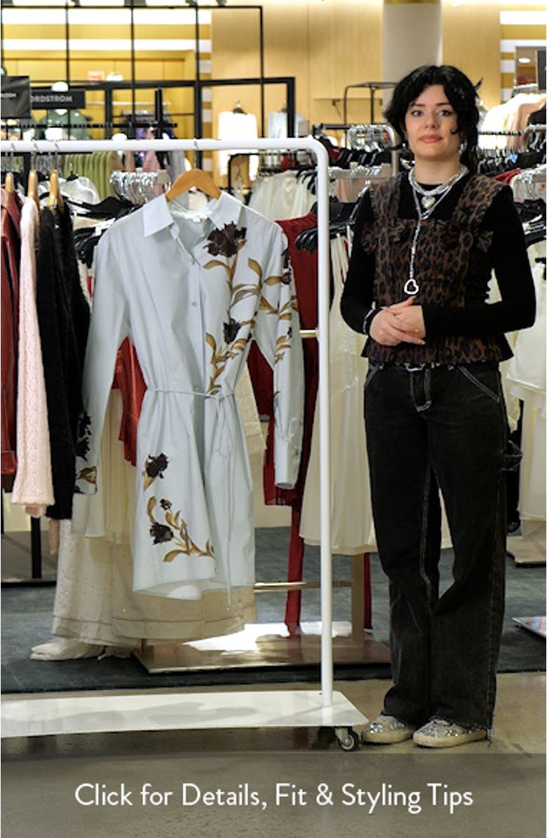 Placed Black Iris Long Sleeve Cotton Shirtdress