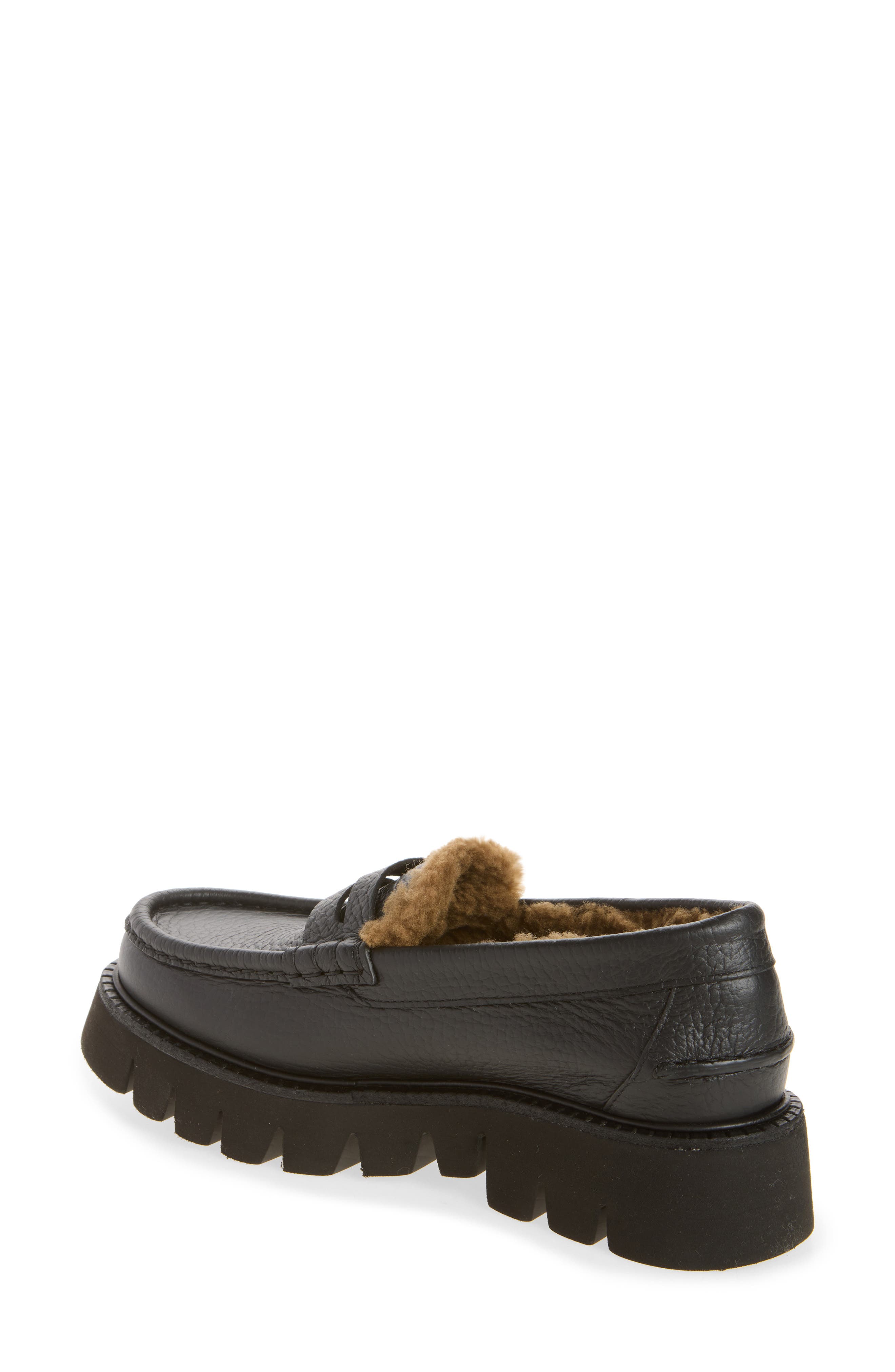 Sebas Lug Penny Loafer, Alternate, color, BLACK CERVO-SHRLNG