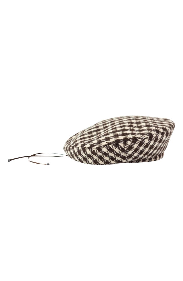Lost Pattern Houndstooth Beret, Alternate, color, Mocha