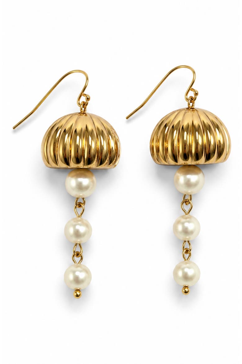 Faux Pearl Lantern Drop Earrings, Main, color, GOLD