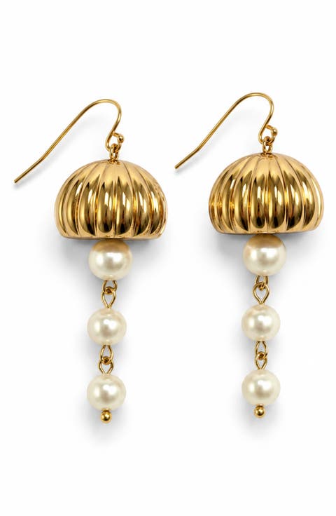 Faux Pearl Lantern Drop Earrings