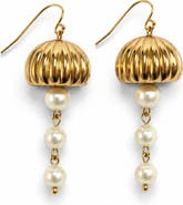 LA MENO Faux Pearl Lantern Drop Earrings