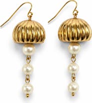 LA MENO Faux Pearl Lantern Drop Earrings