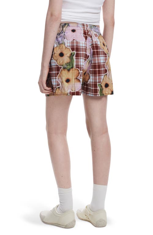 Desigual Mixed Print Cotton Shorts In Floral Multi