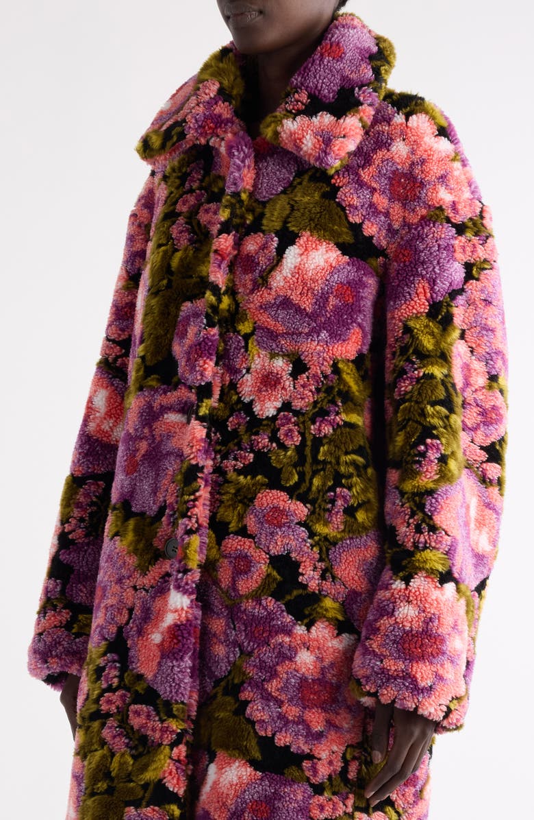 Dries Van Noten Rendas Floral Jacquard High Pile Fleece Coat, Alternate, color, Pink