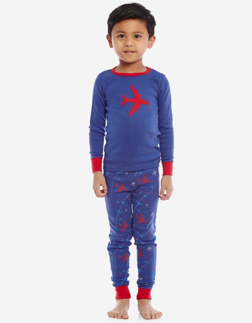 Leveret Kids Cotton Two-piece Printed Pajamas, Vehicles & Machines In Blue