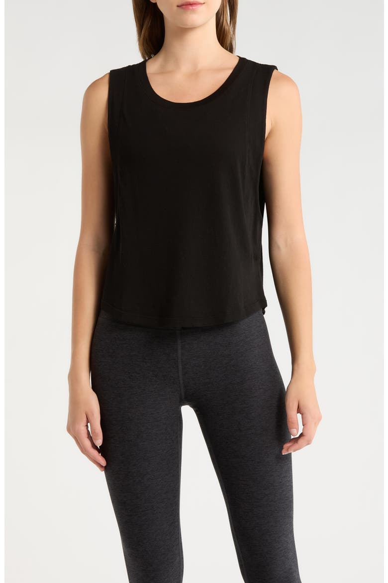 Flow Crop Cotton Muscle Tank, Main, color, BLACK