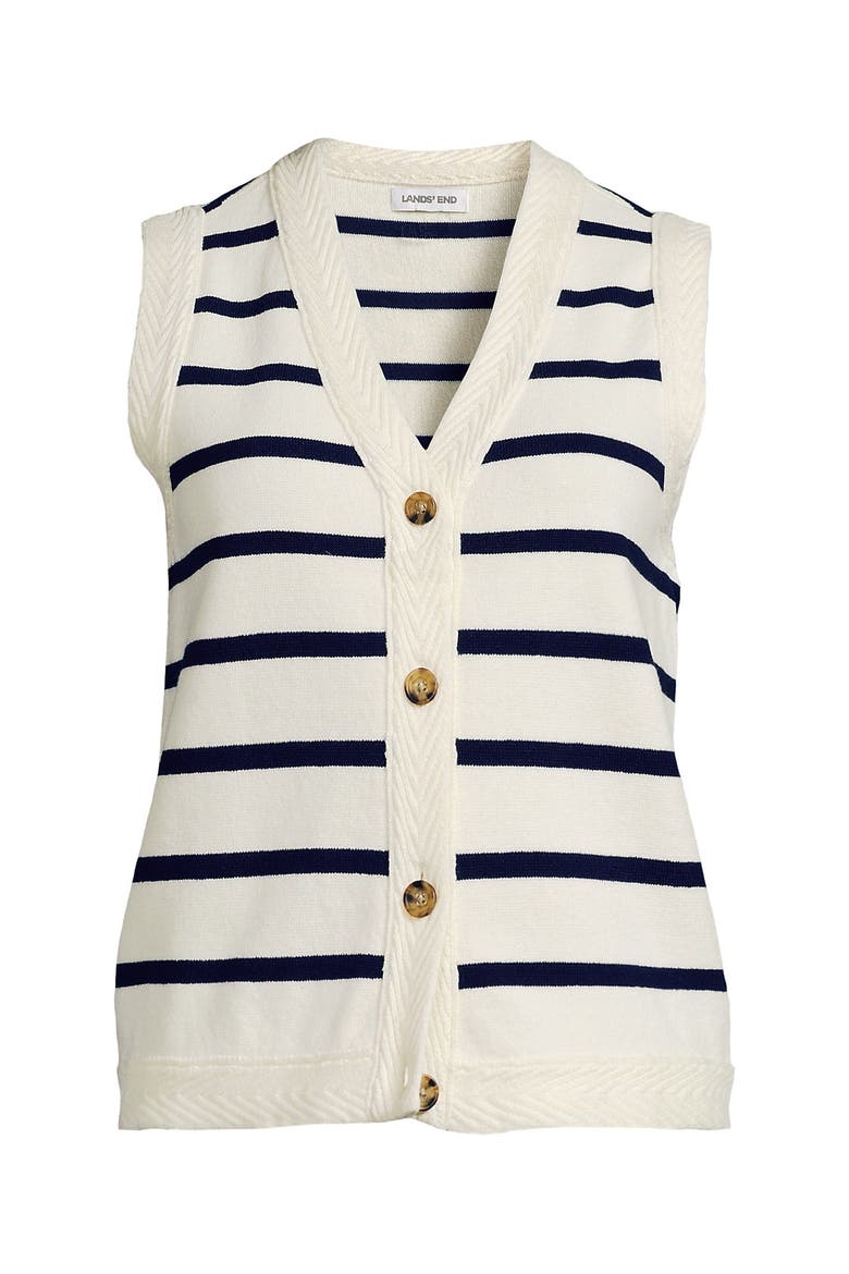 Milano Sweater Vest, Alternate, color, Ivory/Deep Sea Navy Stripe