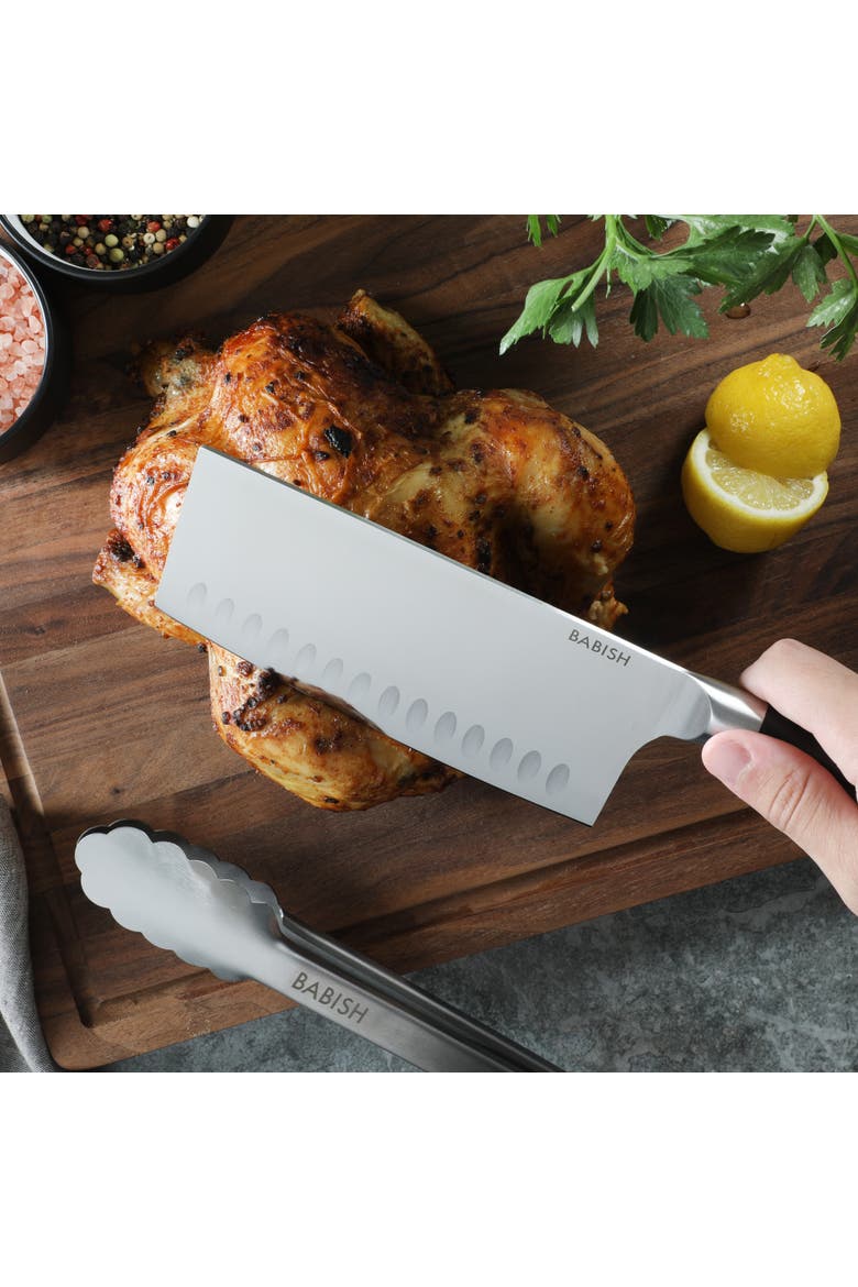 High Carbon German Steel Full Tang Forged Cleaver Knife, Alternate, color, Stainless Steel
