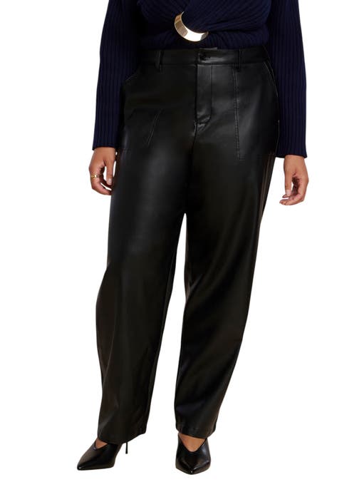Faux Leather Pintuck Straight Leg Pant (Plus Available)