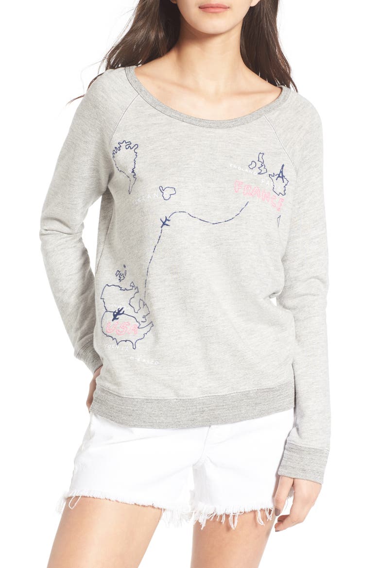 France to USA Sweatshirt, Main, color, HEATHER GREY