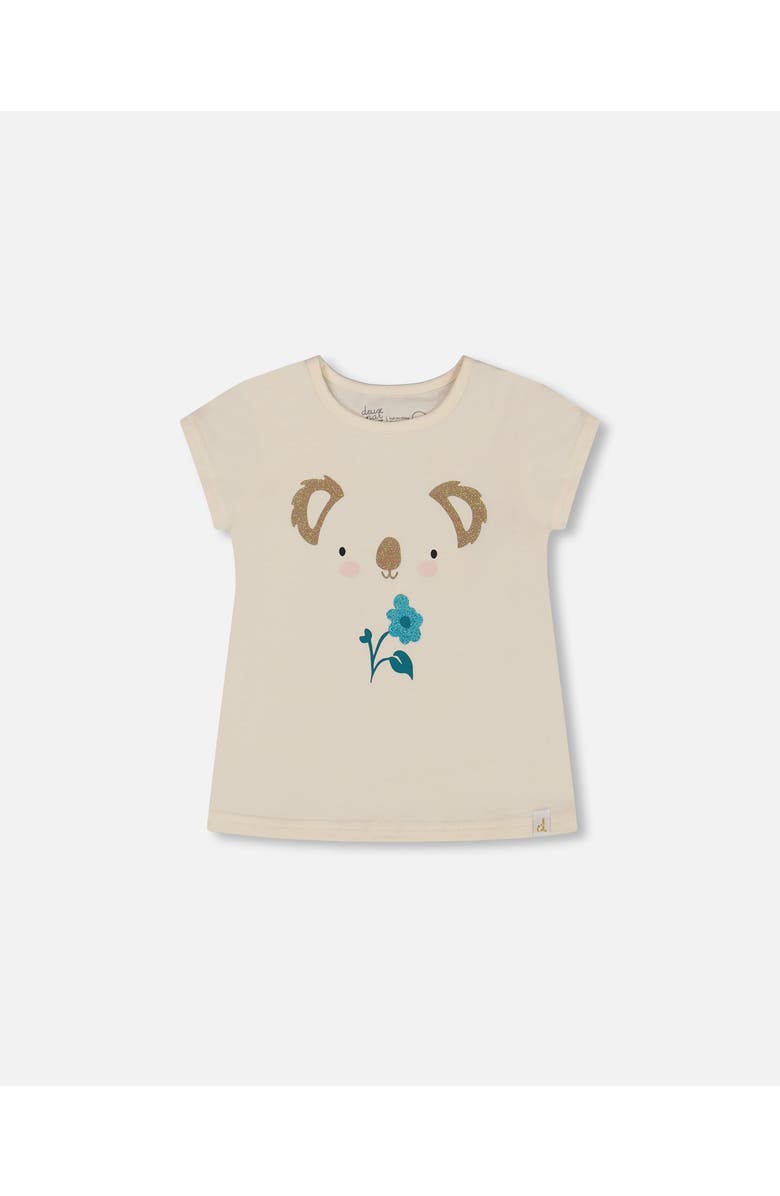 Deux par Deux Little Girl's Organic Cotton Tee Cream And Koala, Main, color,