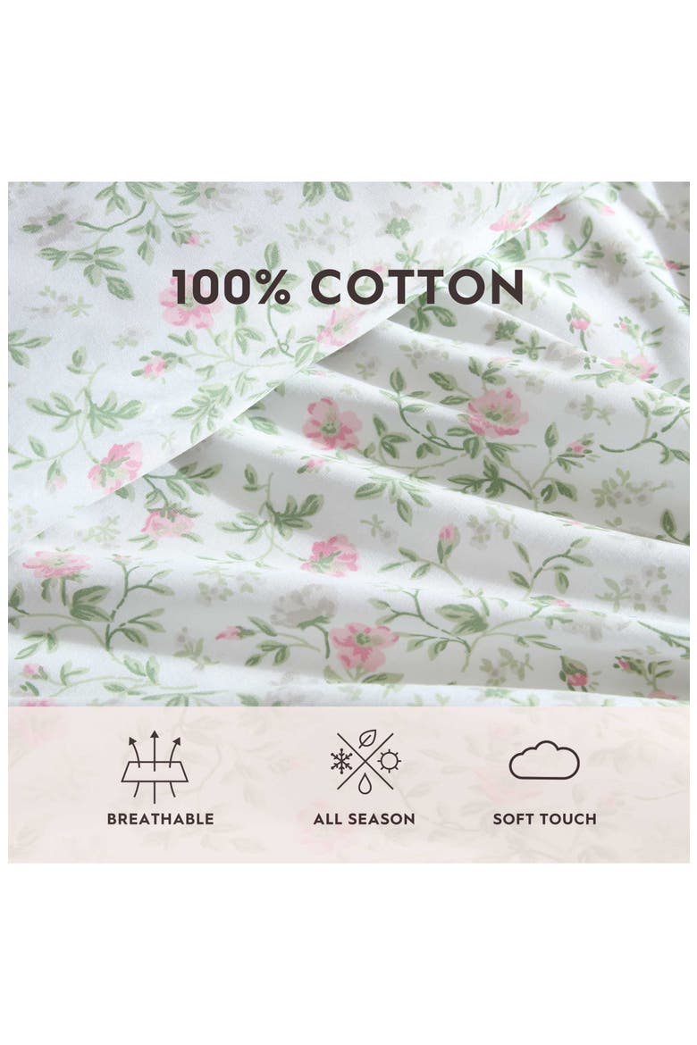 Bonnie 200-Thread Count Cotton Percale Sheet Set, Alternate, color, LIGHT-PASTEL PINK