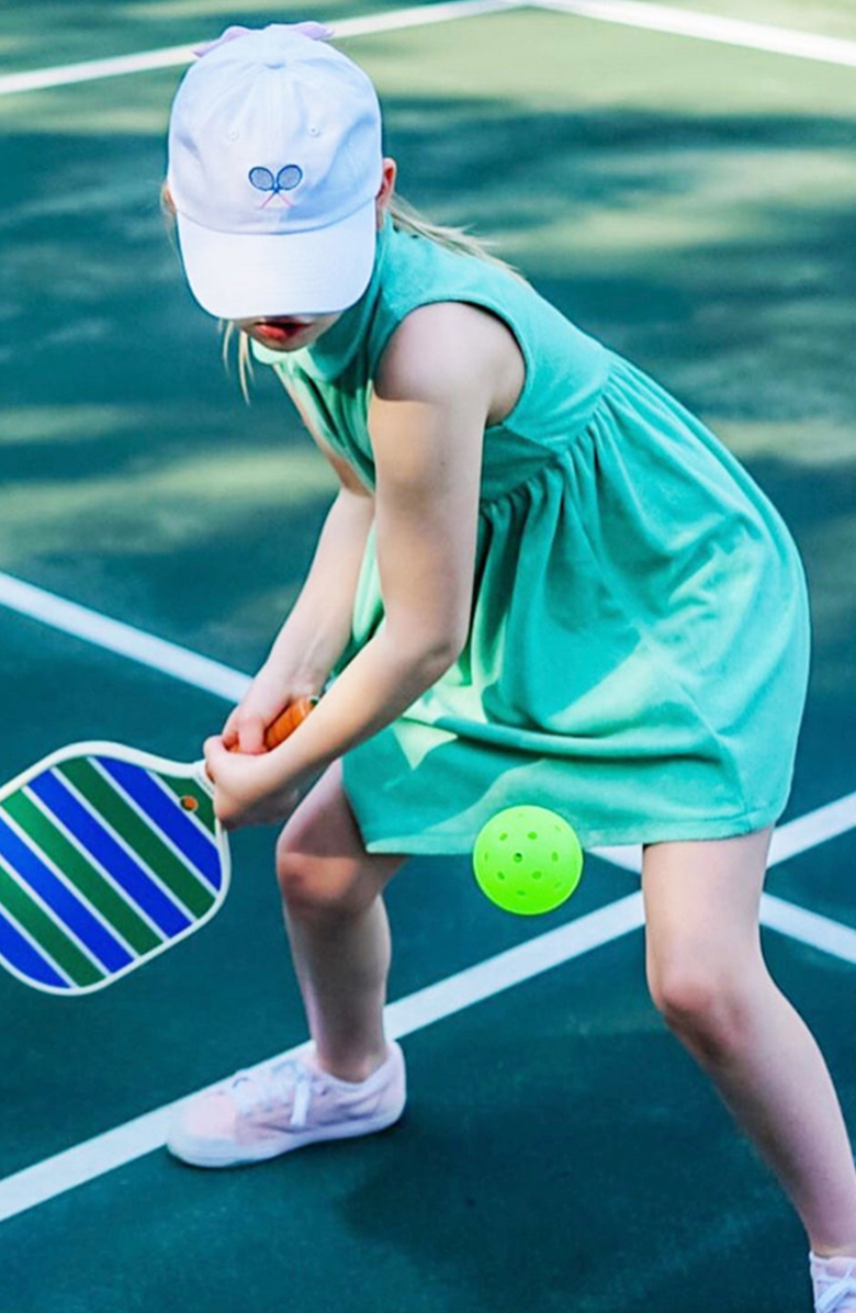 Bits & Bows Tennis Rackets Bow Baseball Hat, Alternate, color, White