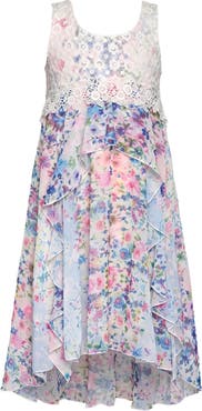 Truly Me Kids' Lace Trim High-Low Dress