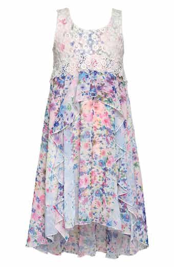 Kids' Lace Trim High-Low Dress