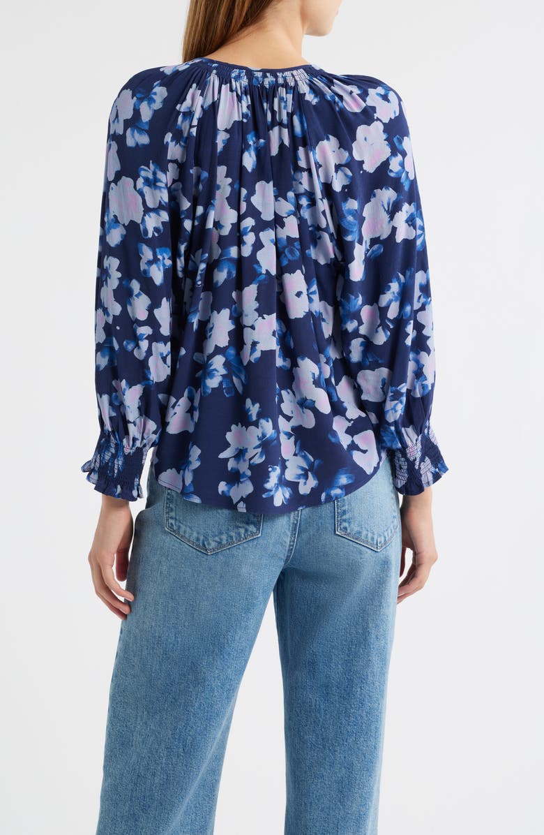 Rails Mariah Floral Smocked Button-Up Peasant Top, Alternate, color, Midnight Peony