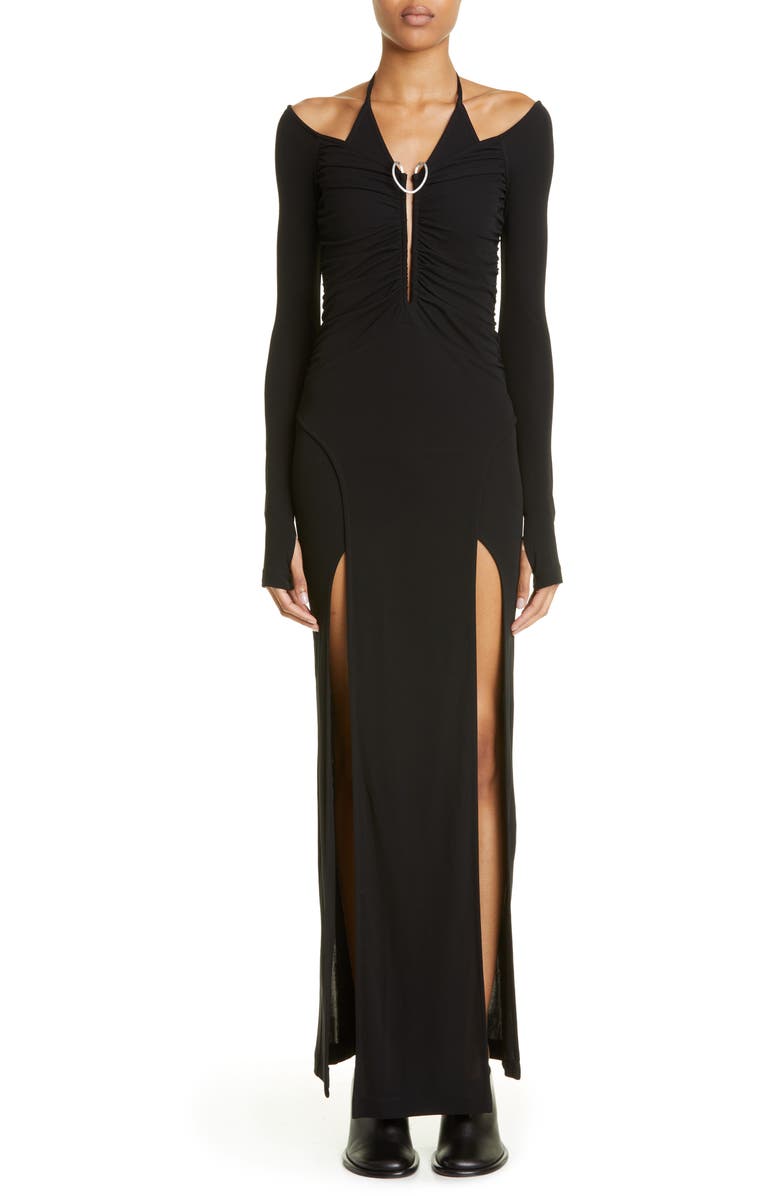 Dion Lee Mobius Slit Ruched Long Sleeve Knit Dress, Main, color, 