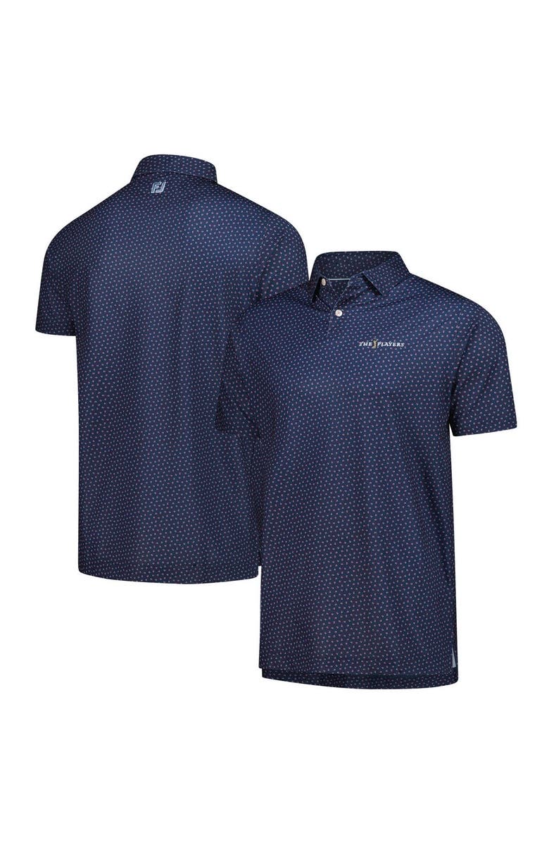 FOOTJOY Men's FootJoy  Navy THE PLAYERS ProDry Bounce Print Stretch Pique Polo, Main, color, Navy