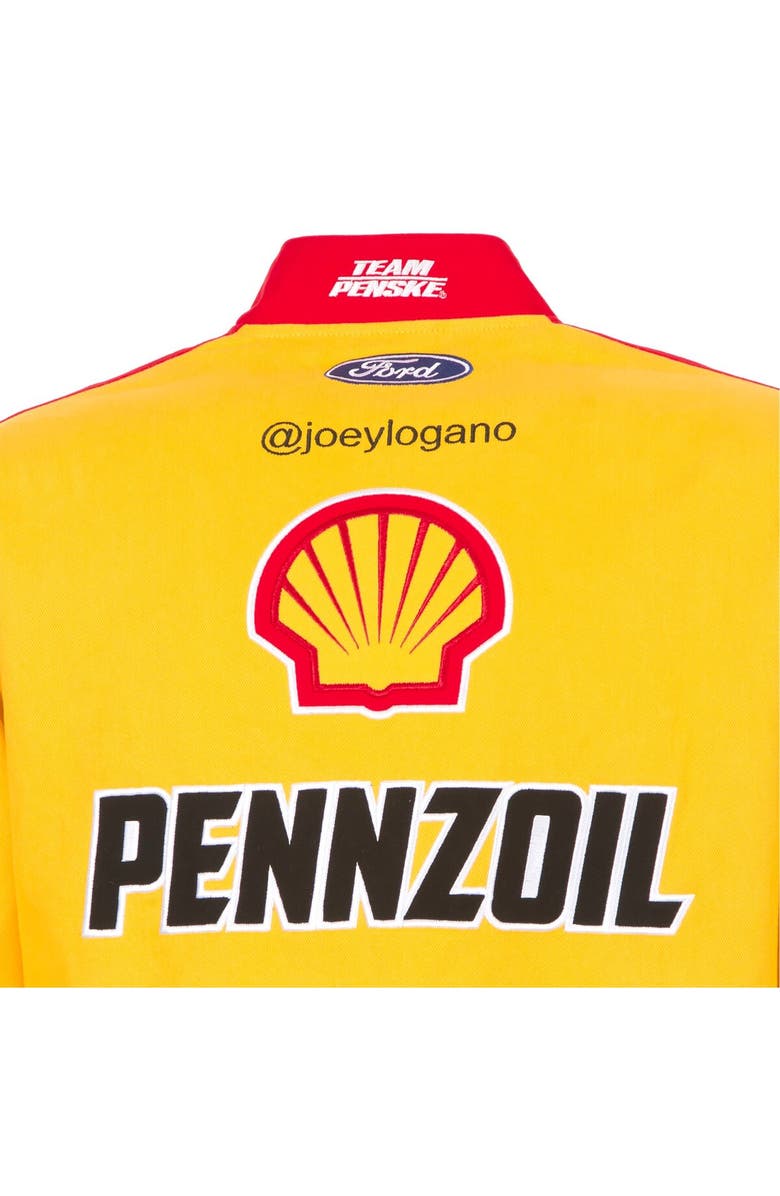JH DESIGN Men's JH Design Yellow Joey Logano Shell Pennzoil Twill Driver Uniform Full-Snap Jacket, Alternate, color, 