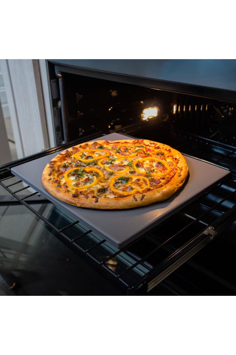 Glazed Cordierite Rectangle Pizza Stone, 14x16-Inch, Alternate, color, Grey