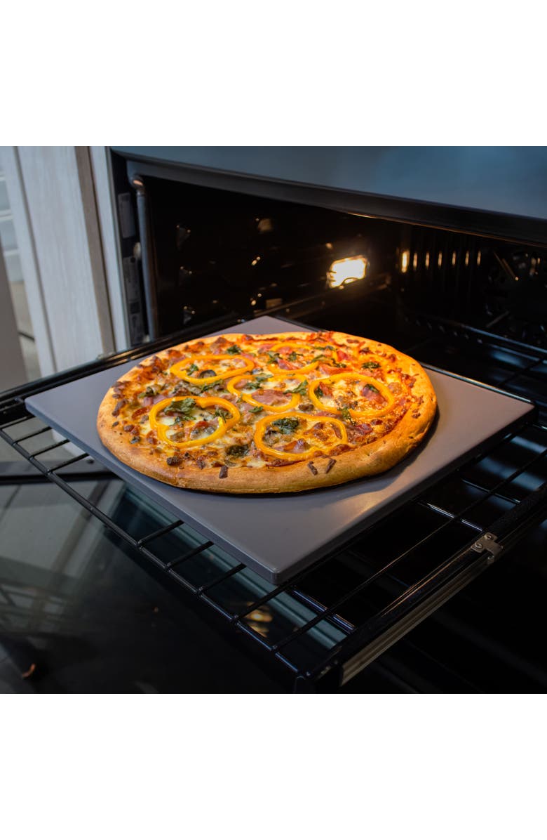 Old Stone Glazed Cordierite Rectangle Pizza Stone, 14x16-Inch, Alternate, color, Grey