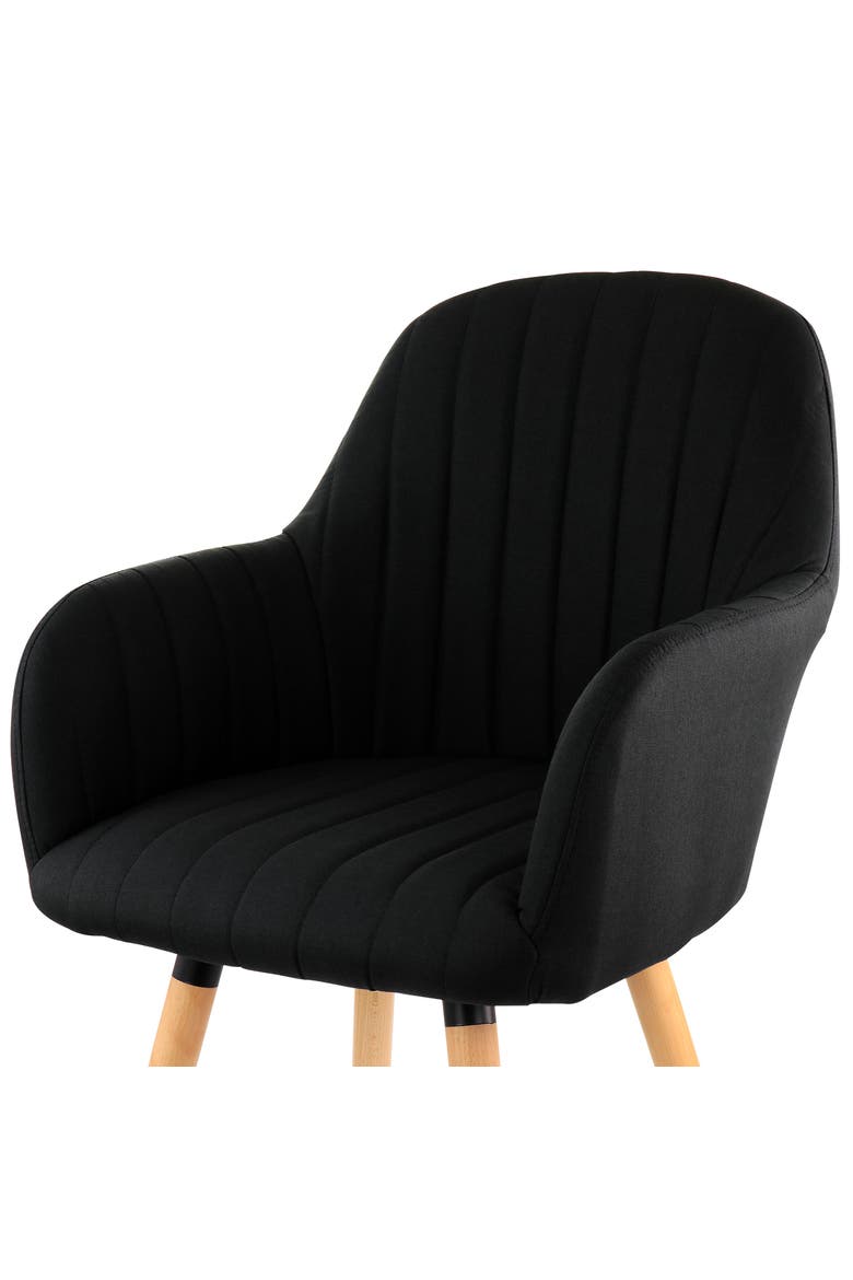 2 Piece Fabric Tufted Chair with Wooden Legs, Alternate, color, Black