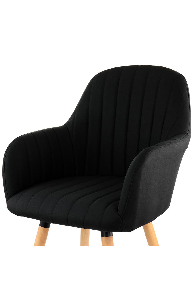 Elama 2 Piece Fabric Tufted Chair with Wooden Legs, Alternate, color, Black