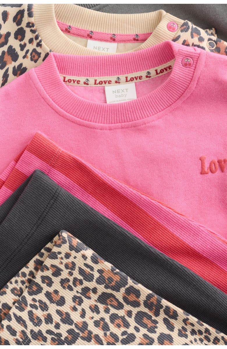 NEXT 6-Pack Assorted Sweatshirts & Leggings Set, Alternate, color, Pink