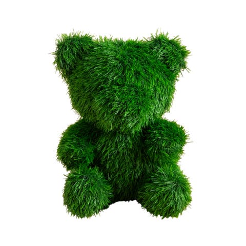 14-in UV Resistant Artificial Grass Garden Plush Topiary Bear (Indoor/Outdoor)