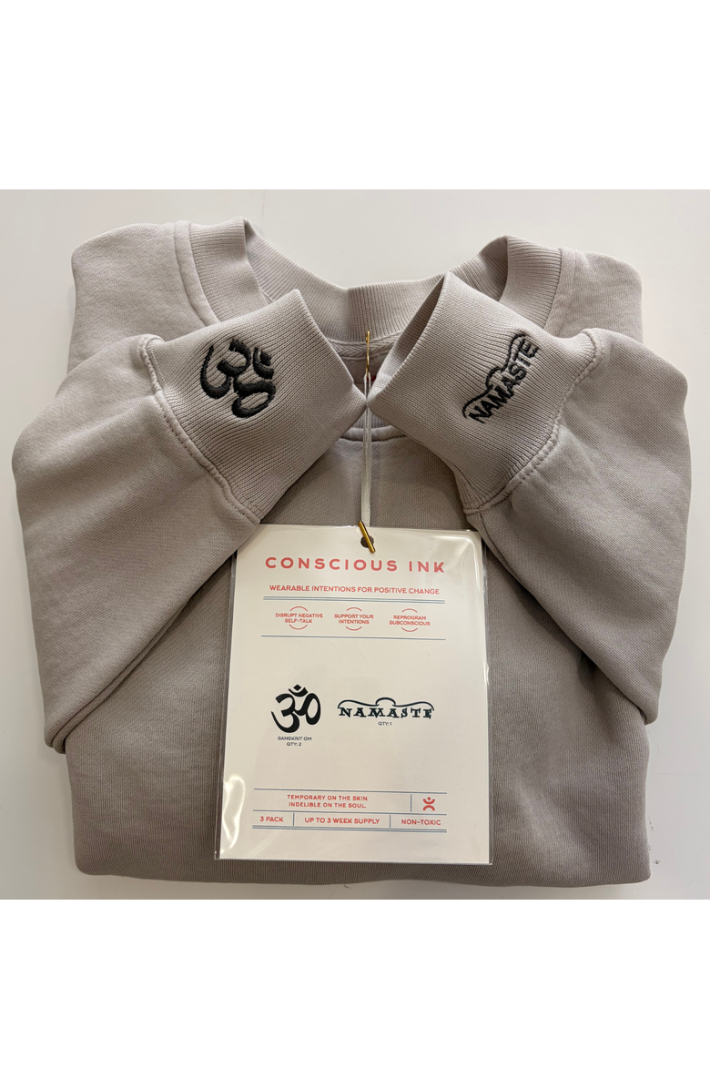 Conscious Ink Om/Namaste Manifest Sweatshirt, Main, color, Faded Bone