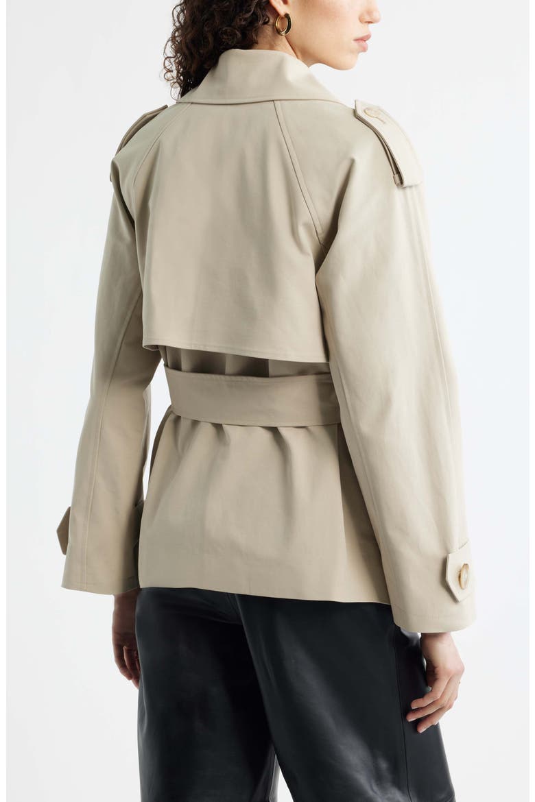 Belted Stretch Cotton Short Trench Coat, Alternate, color, TAN PLAZA
