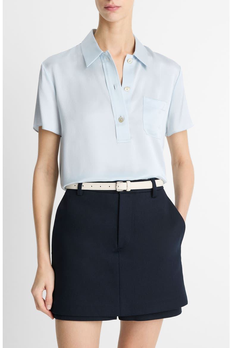 Silk Satin Polo, Main, color, SKY MIST