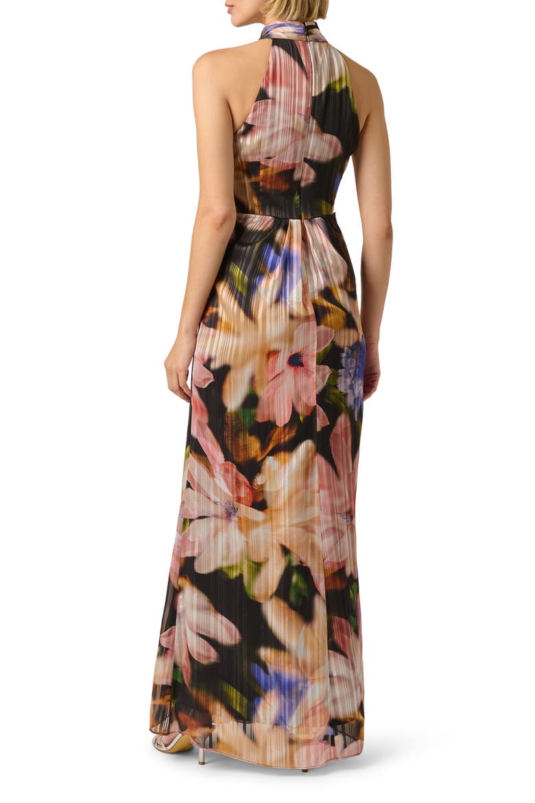 Floral Chiffon Gown, Alternate, color, BLACK MULTI