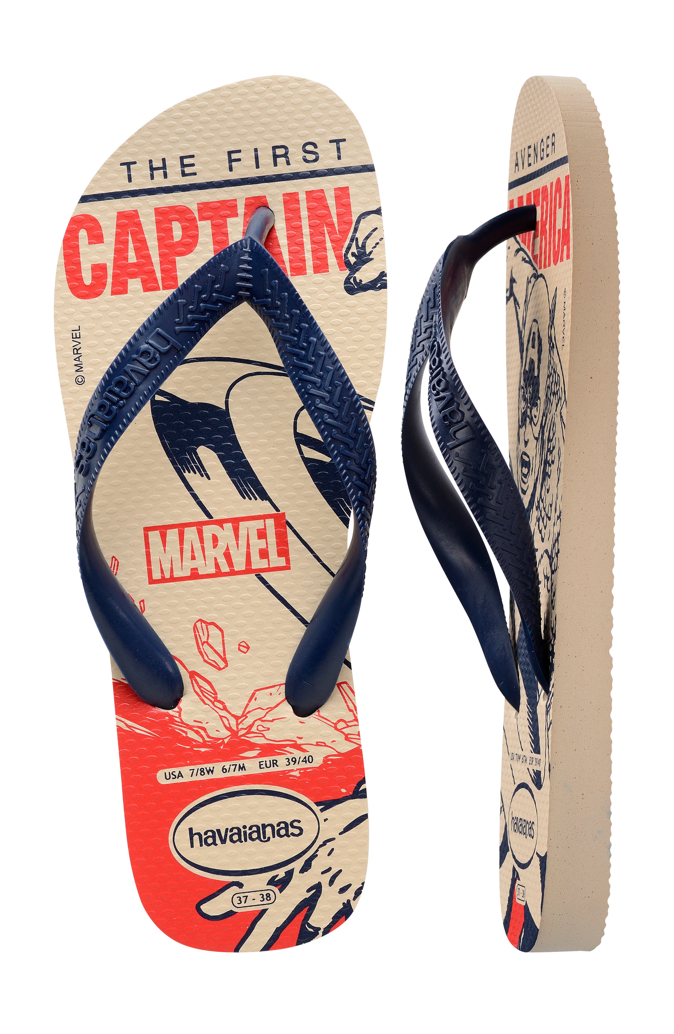 Havaianas x Marvel Top Logomania Flip Flop, Alternate, color, 