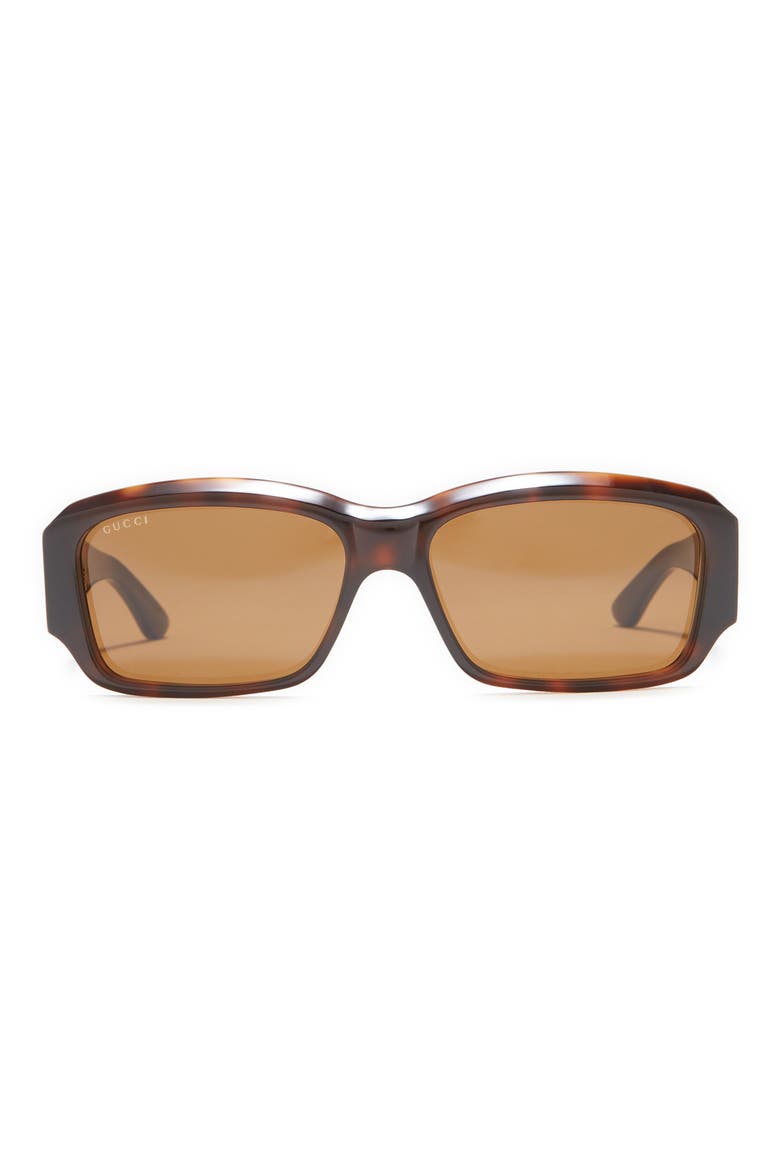 58mm Rectangle Sunglasses, Main, color, HAVANA