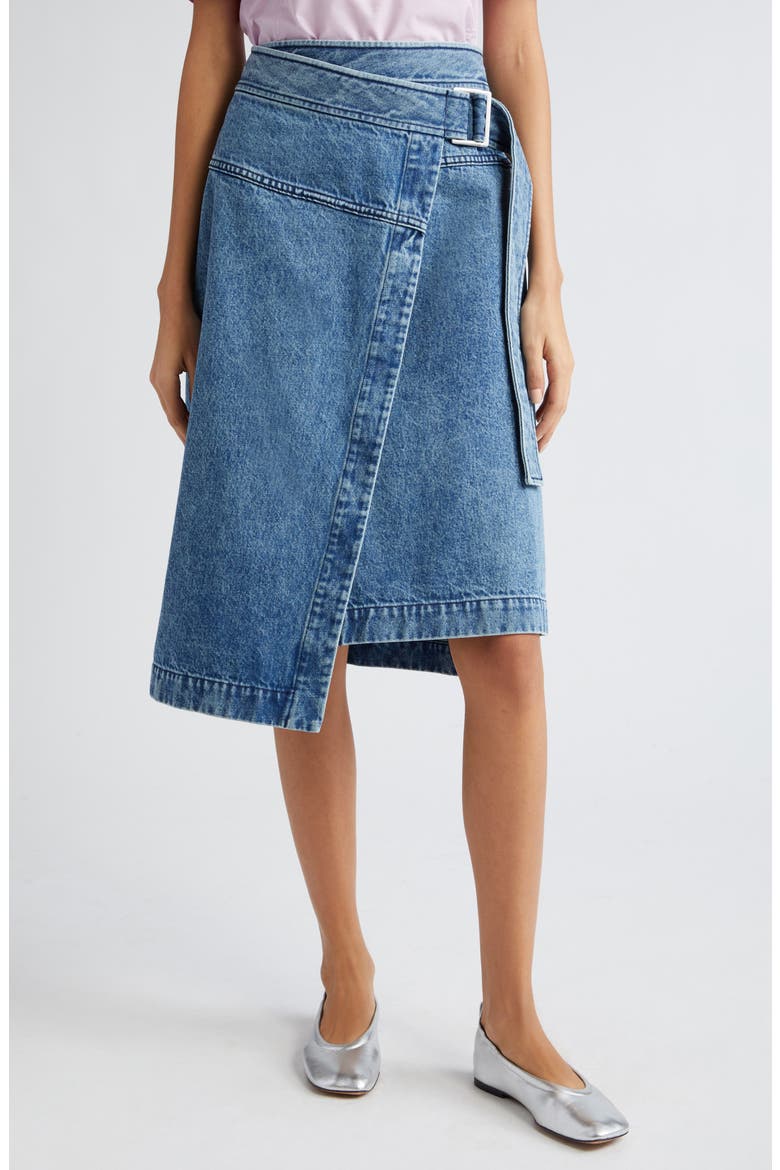 Denim Wrap Skirt, Main, color, BLUE