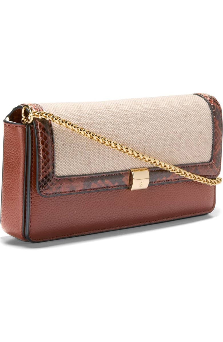 Cole Haan Daniella Canvas & Leather Wallet on a Chain, Alternate, color, Natural Canvas / Dark