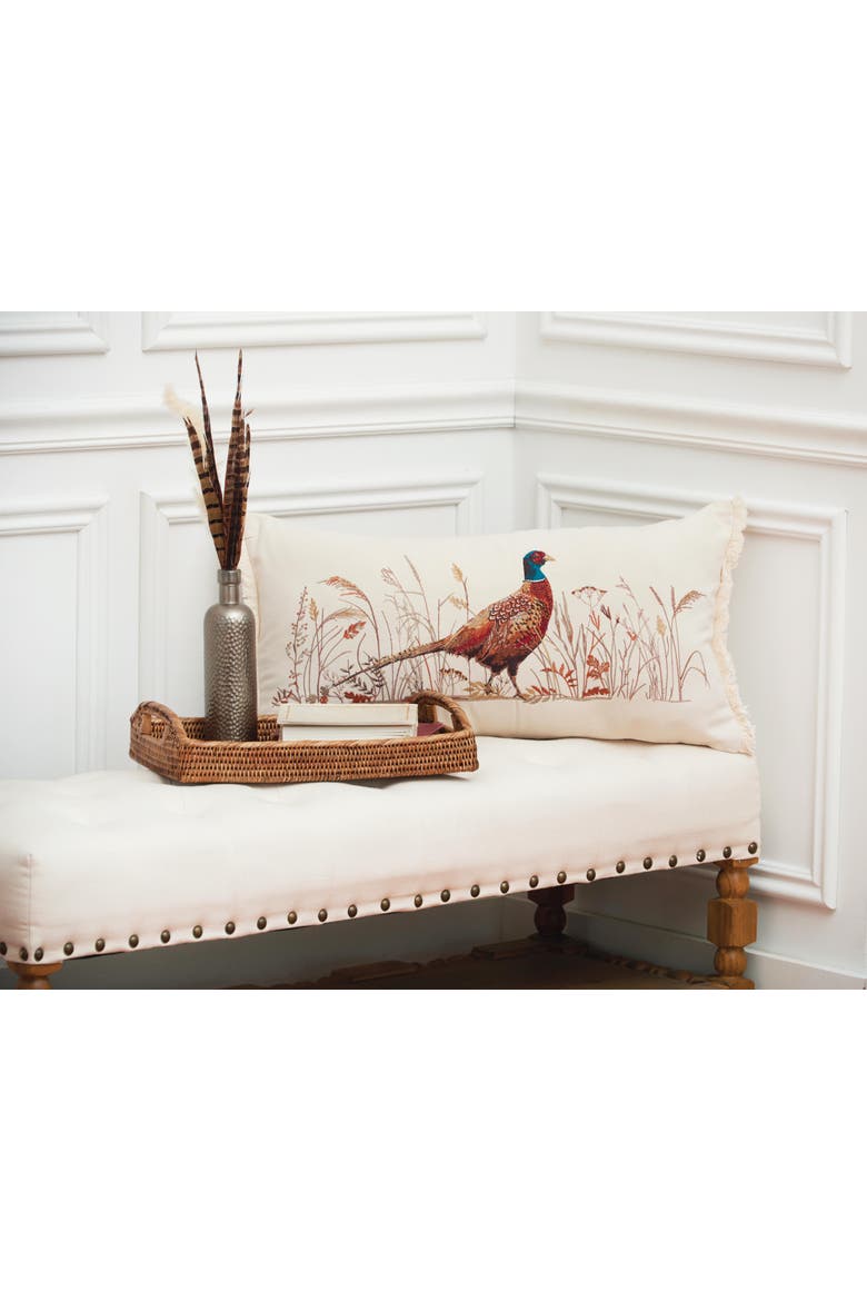 Pheasant Landing Indoor Lumbar Pillow, Alternate, color, Red