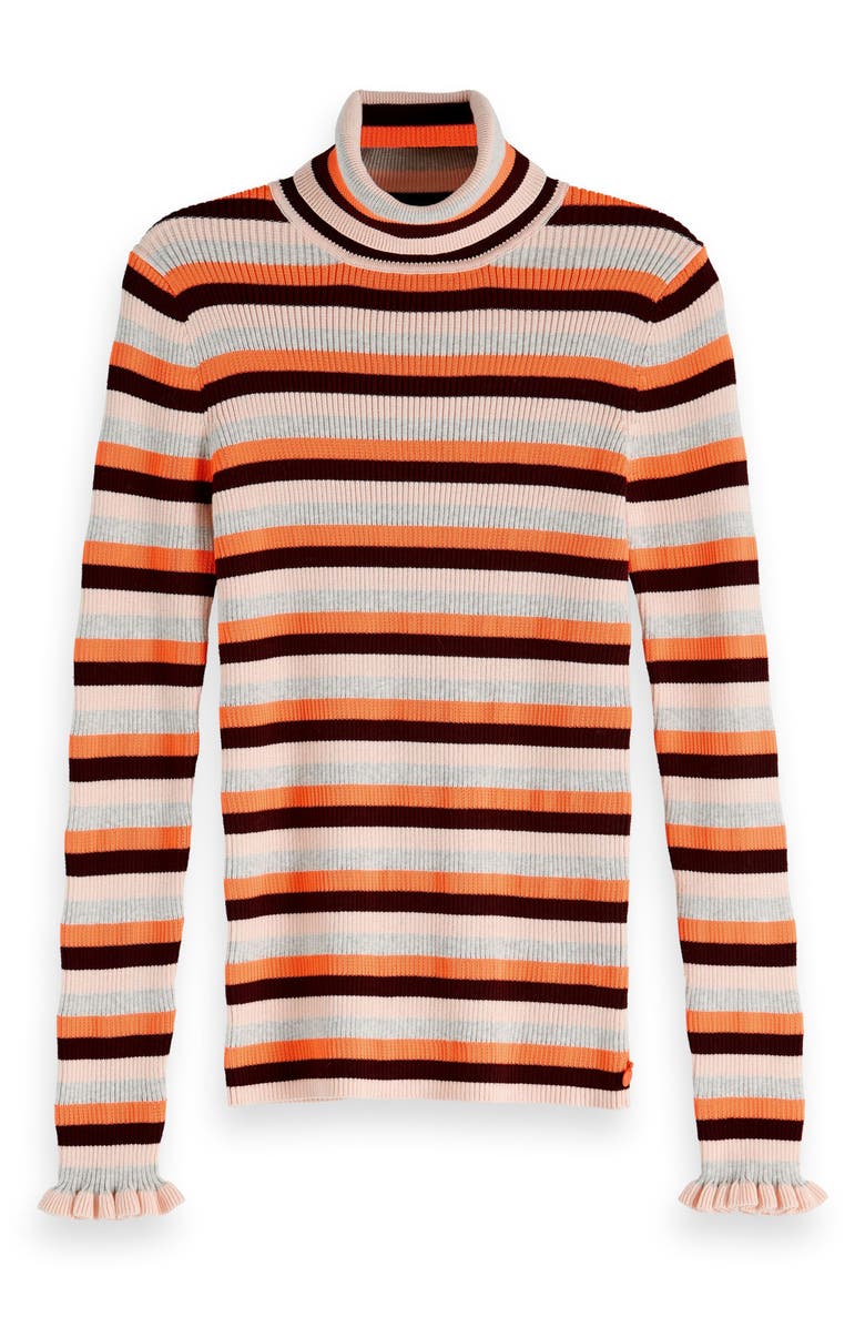Scotch & Soda Stripe Ruffle Cuff Sweater, Alternate, color,