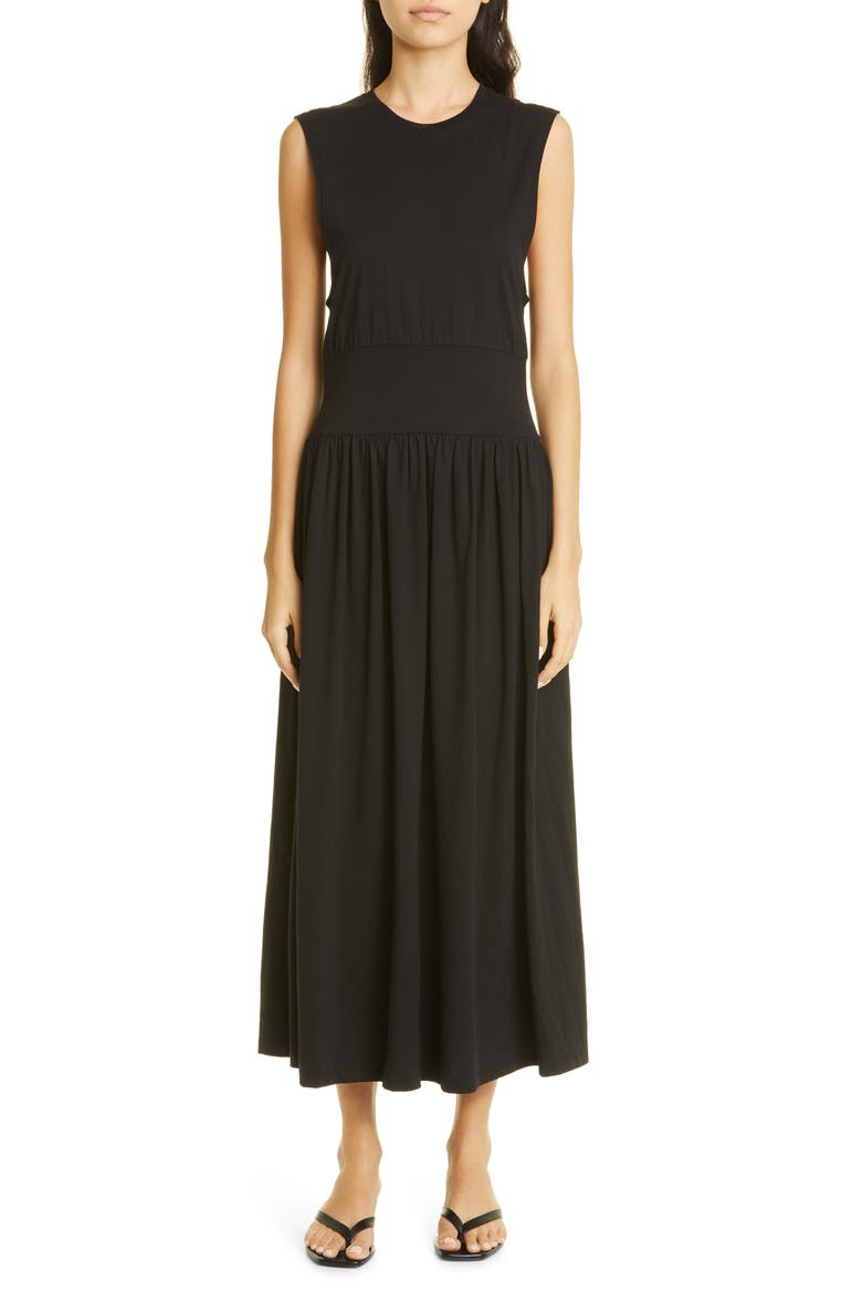 Sleeveless Cotton Midi Dress, Alternate, color, BLACK