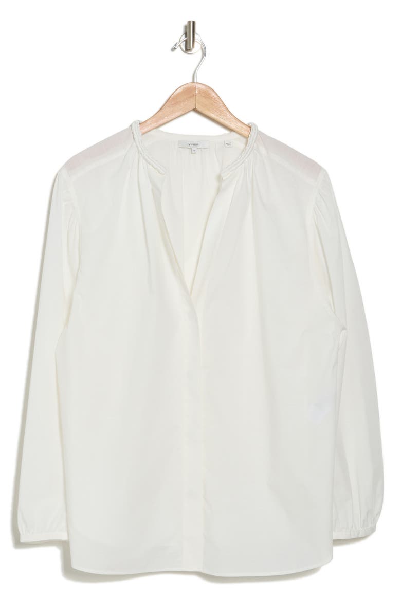 Vince Braid Trim Cotton Blouse, Alternate, color, Optic White