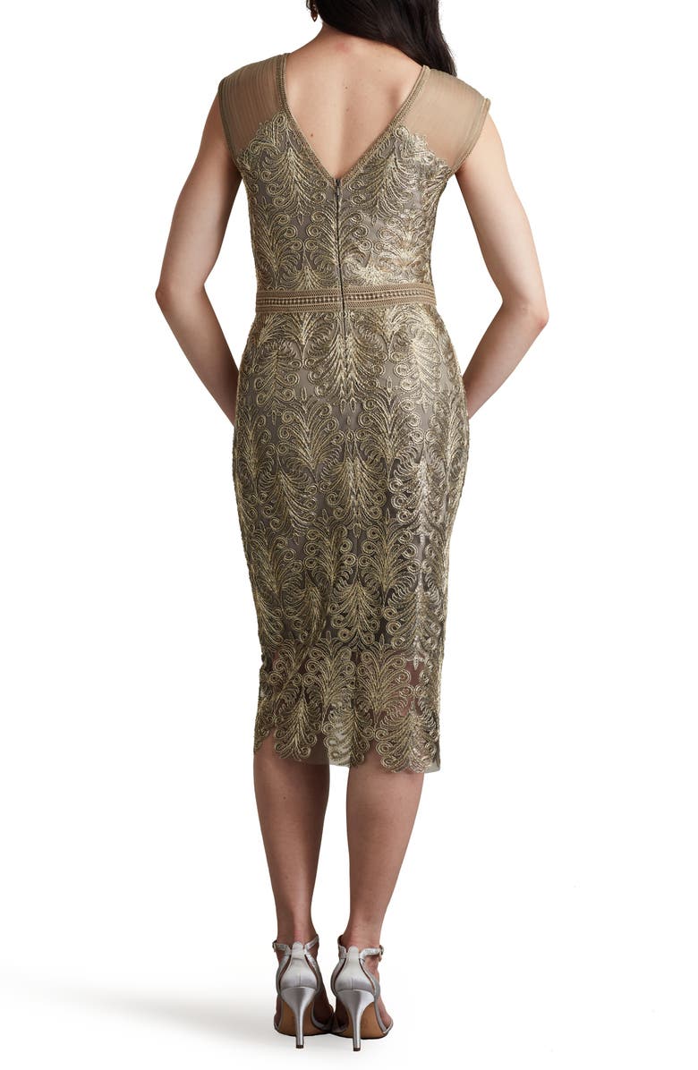 Tadashi Shoji Sequin Corded Lace Cocktail Sheath Dress, Alternate, color, Smoke Pearl