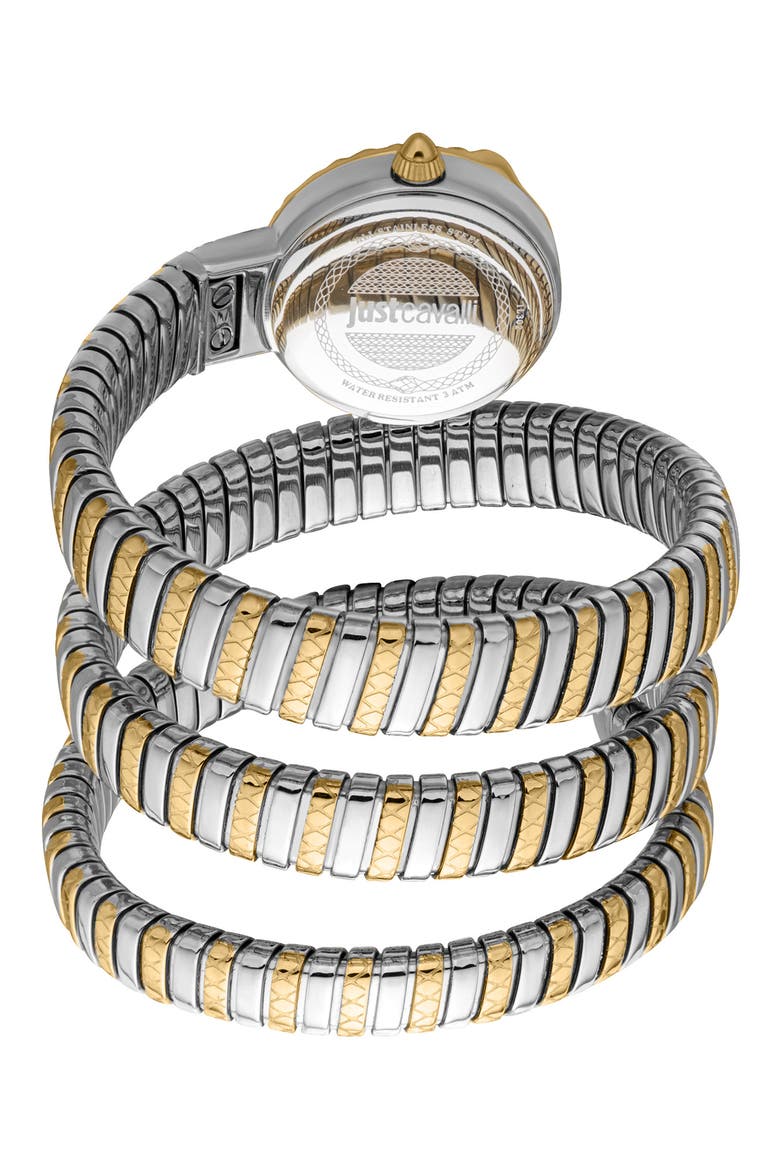 Coiled Snake Bracelet Watch, 23mm, Alternate, color, TWO TONE SILVER / GOLD