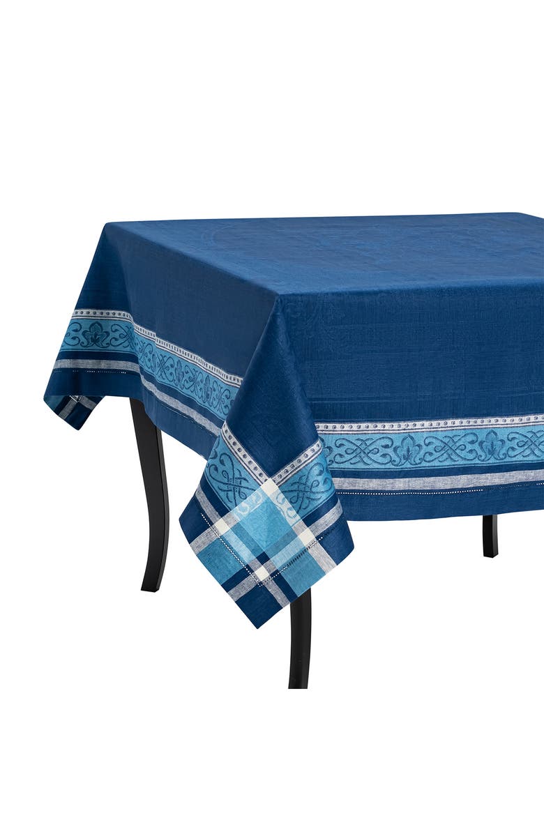 FRENCH HOME Astra Linen Tablecloth - 71" x 71", Alternate, color, Shades Of Blue