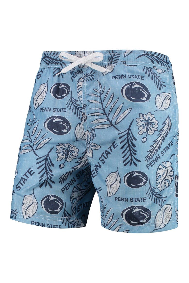 Men's Wes & Willy Light Blue Penn State Nittany Lions Vintage Floral Swim Trunks, Alternate, color, Light Blue