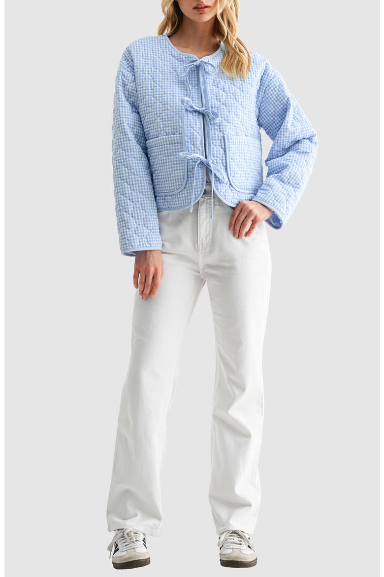 Gingham Tie Front Quilted Jacket (Women) | Nordstrom